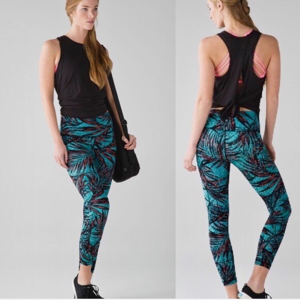 Lululemon Tight Stuff Tight Tropical Print Crop Leggings
